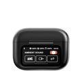 Black electronic device with display and control buttons on a white background