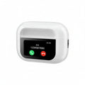 White electronic device with a screen displaying phone call interface on a white background