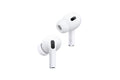 White wireless earbuds on a white background