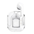 Wireless earbuds with charging case on a white background