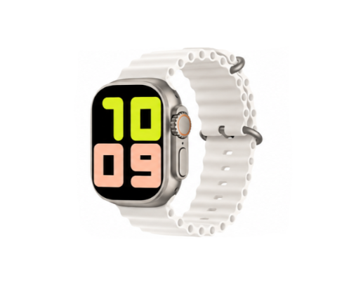 Smartwatch with a white band on a white background