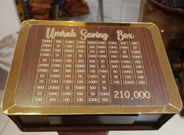 Umrah Saving Box |Lockable Wooden Design